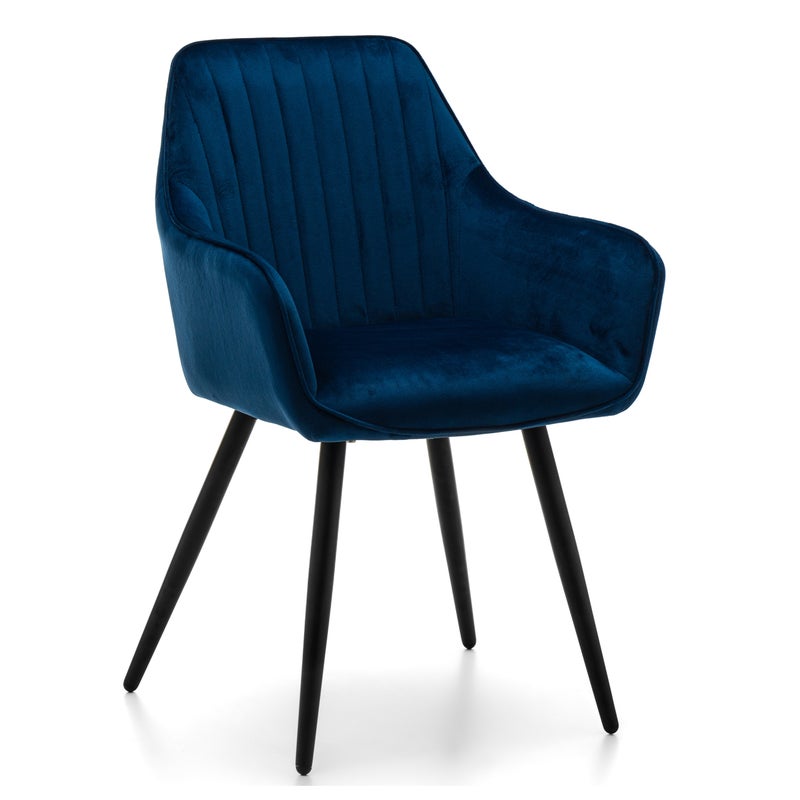 Krzesło tapicerowane pikowane welurowe PASSO granatowe