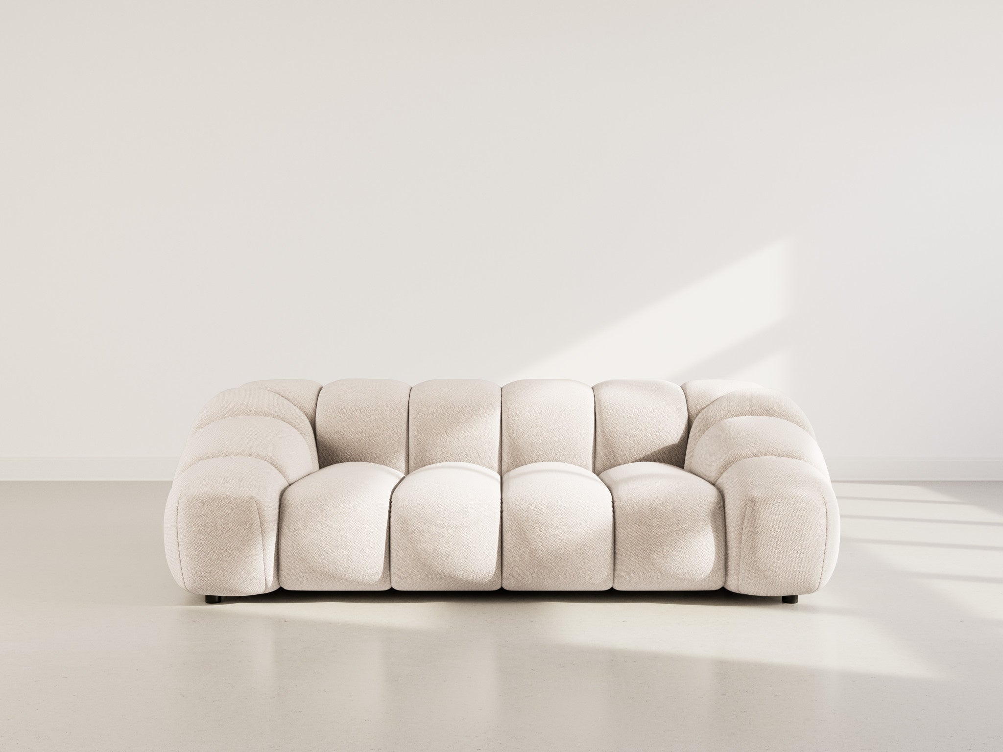 Canapé droit 3 places en velours texturé beige - AVA - Best Mobilier - 2