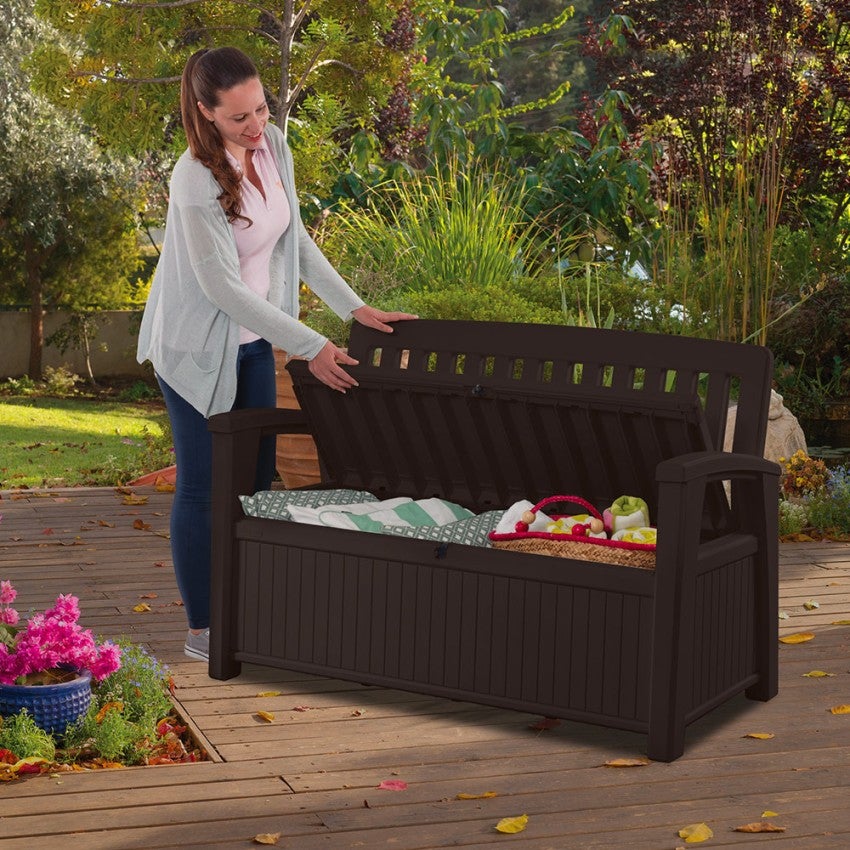 Keter Patio Storage Bench Graphite Resin Garden Bench, 132.7x61.2x89h cm, Graphite - 6