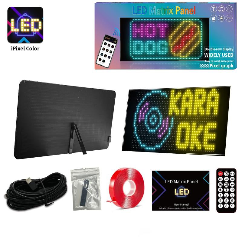 Elastyczny wyświetlacz LED ze zintegrowaną podstawką - 1152 diody LED, 28 x 12 cm, sterowanie APP, Bluetooth, wodoodporność IP65, 4,5 m USB