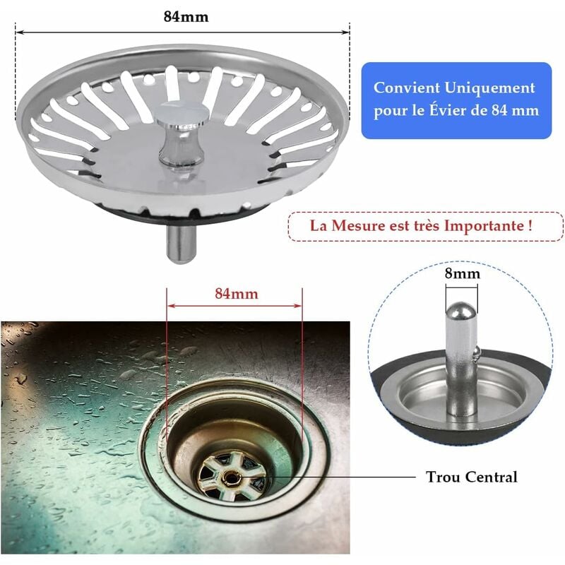Bouchon D'évier Réglable En Acier Inox 304 - 82 Mm, Pour éviers Cuisine, Facile à Nettoyer - 2