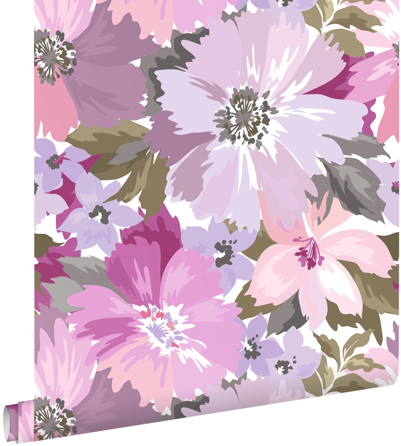 Tapeta kwiaty liliowo fioletowymIoliwkowym - 50 x 900 cm - ESTAHOME