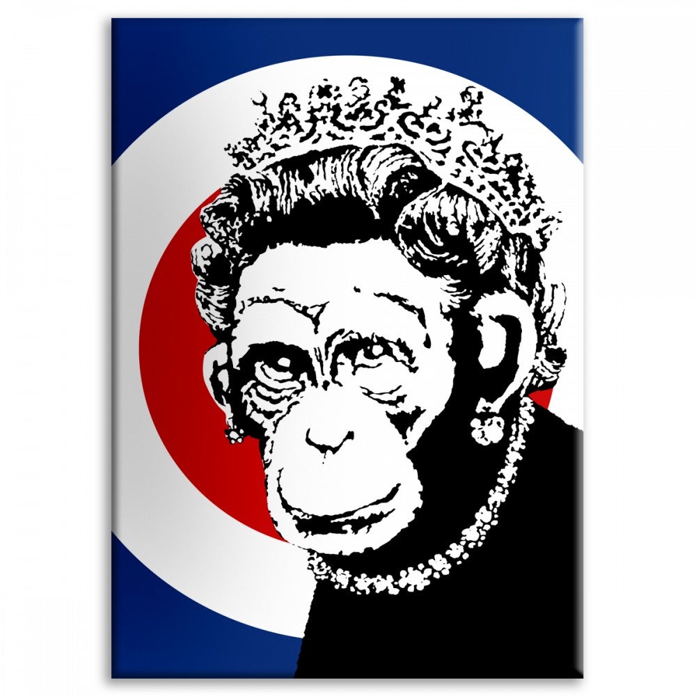 Królowa Małp - Banksy - Wydruk na płótnie i oprawiony w drewnianą ramę 50x70 cm