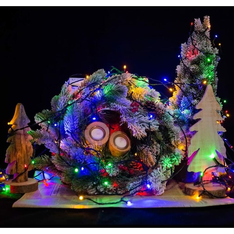 Luci a LED multicolore per esterni - adatte per Natale, matrimoni, feste, casa, giardino - 10 metri, 100 lampadine - 3