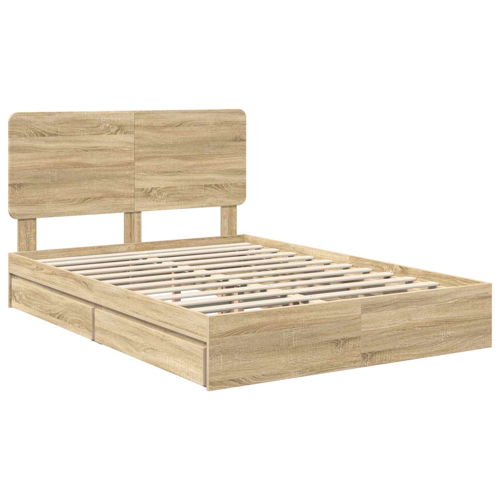 Lit de Rangement Chêne 140 x 190 cm Bois d'ingénierie - 4