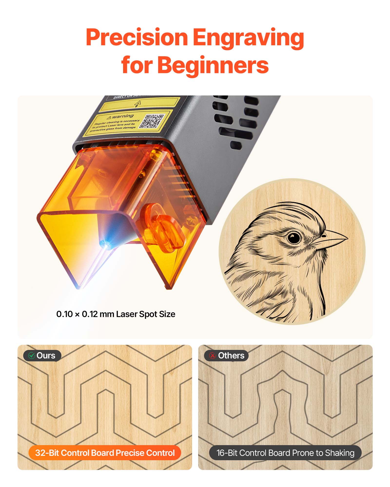 VEVOR Graveur Laser 10 W, Machine Gravure et Découpe Laser, avec Boîtier, Zone Travail 30 x 30 cm, Vitesse Gravure 7000 mm/min, pour Bois, Cuir, Verre - 4