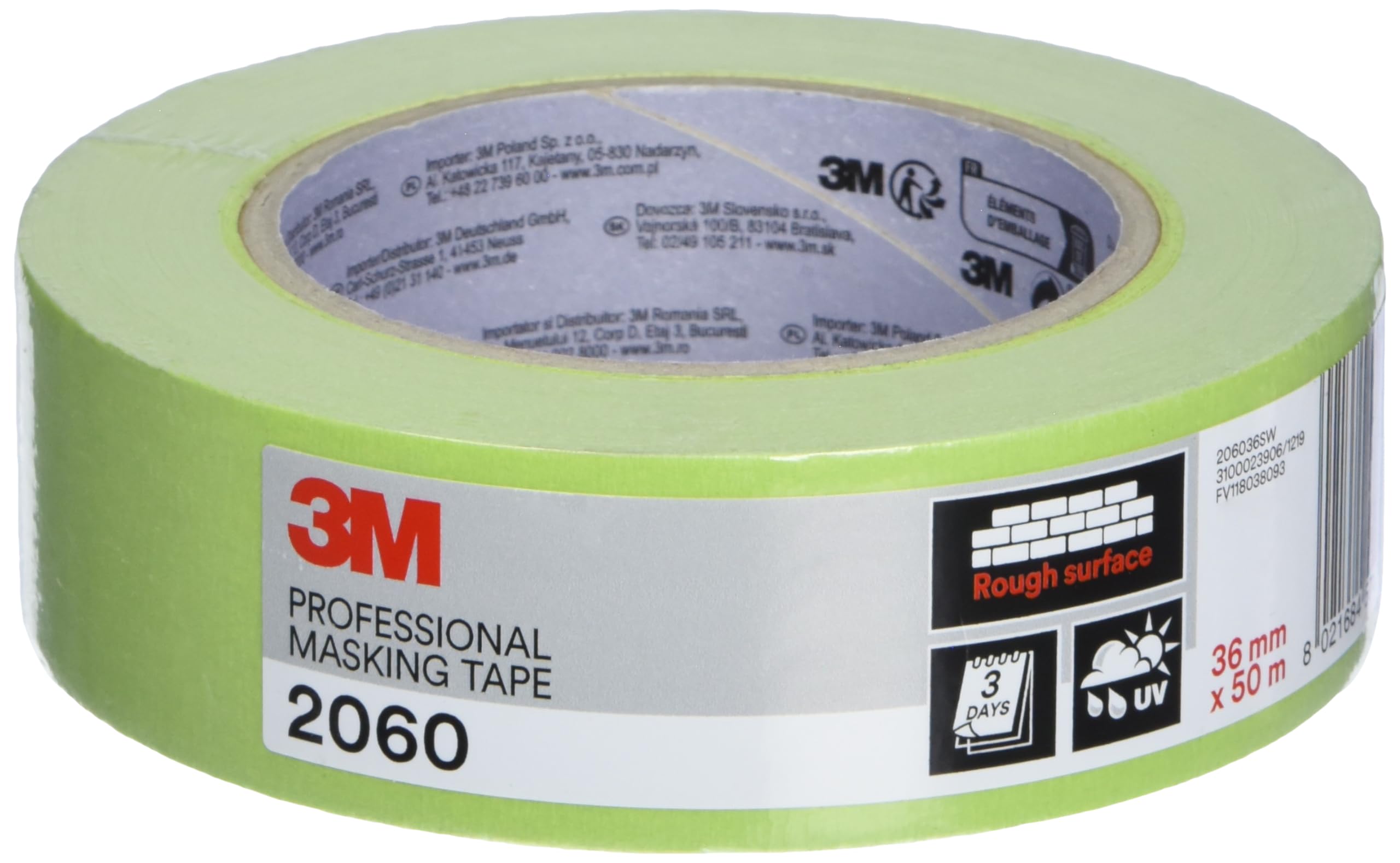 3M PT206036 Ruban de masquage pour peinture 3M™ 2060 vert clair (L x l) 50 m x 36 mm 1 pc(s) - 3