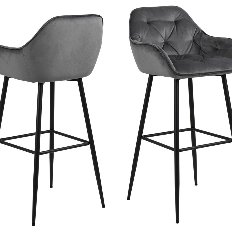 Brooke stołek barowy welur ciemny szary.