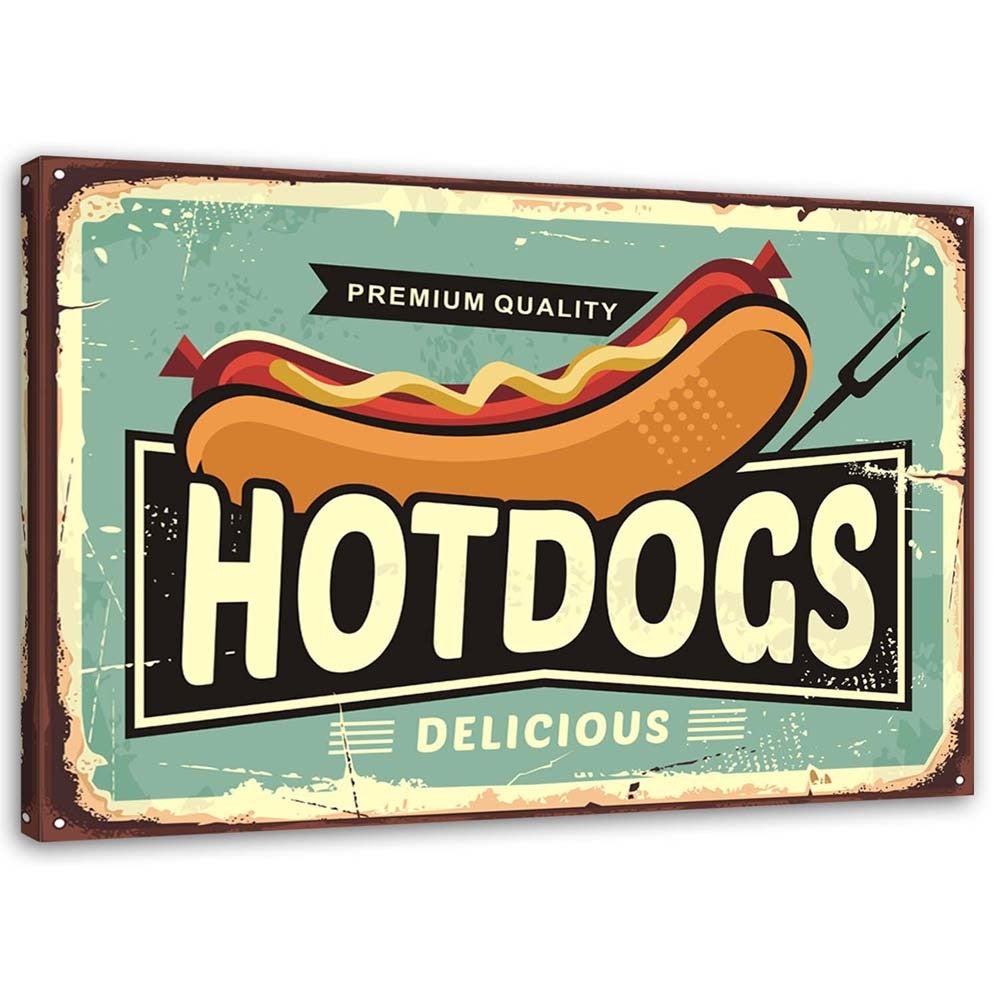 Obraz na płótnie, Retro Hot Dog 100x70