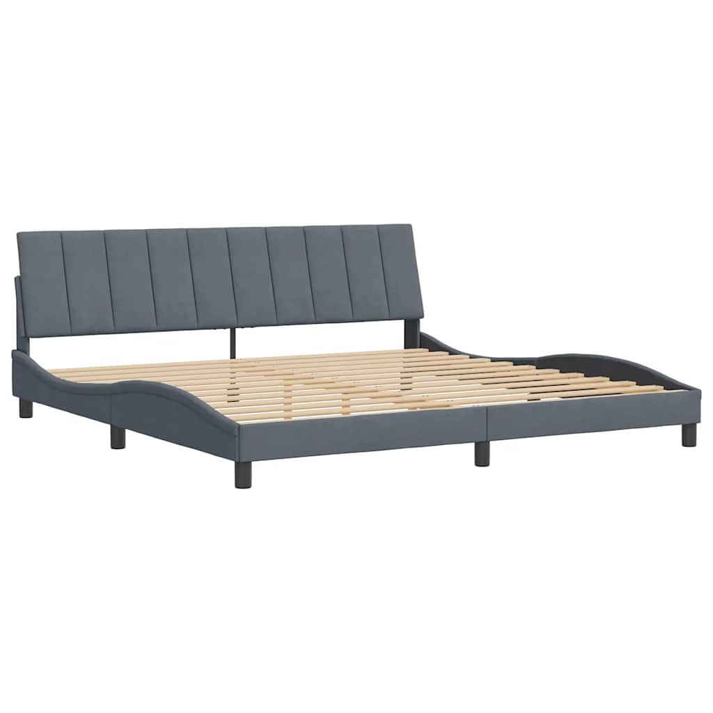 Cadre de lit sans matelas velours gris foncé 200x200 cm - 4