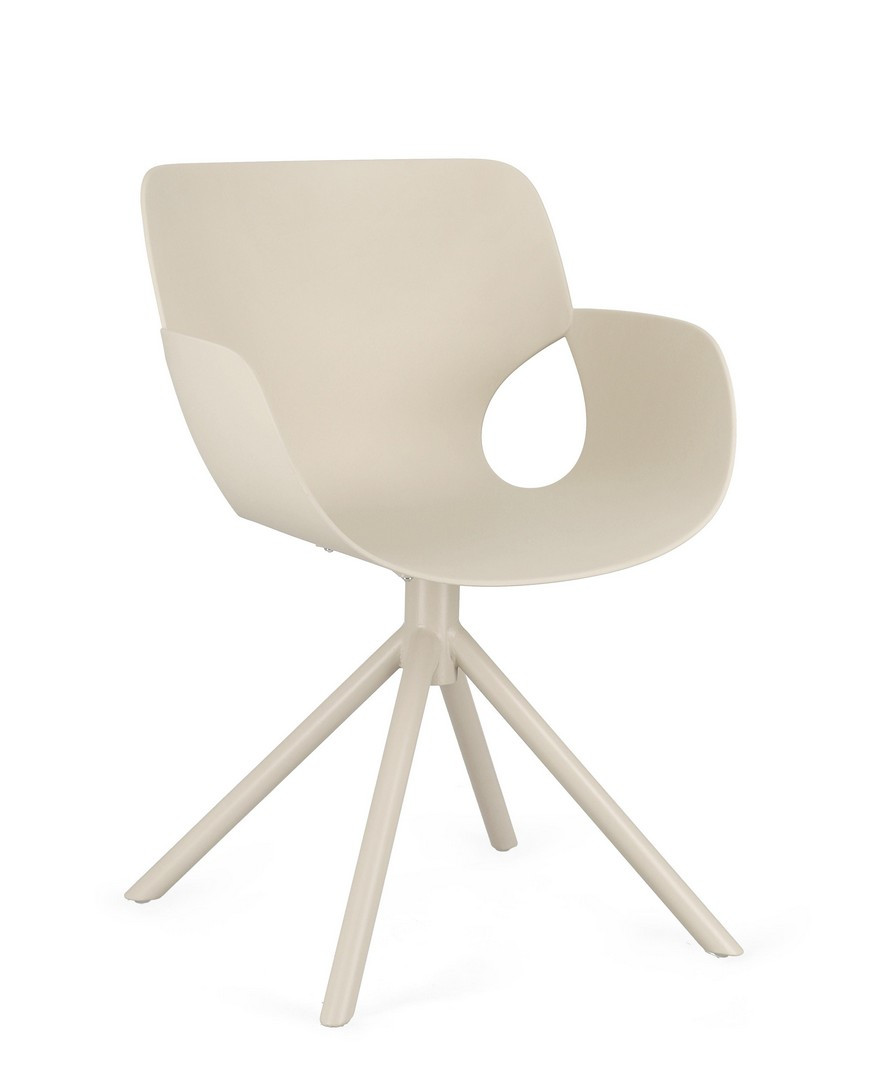 Beżowe krzesło do jadalni ze stali i polipropylenu