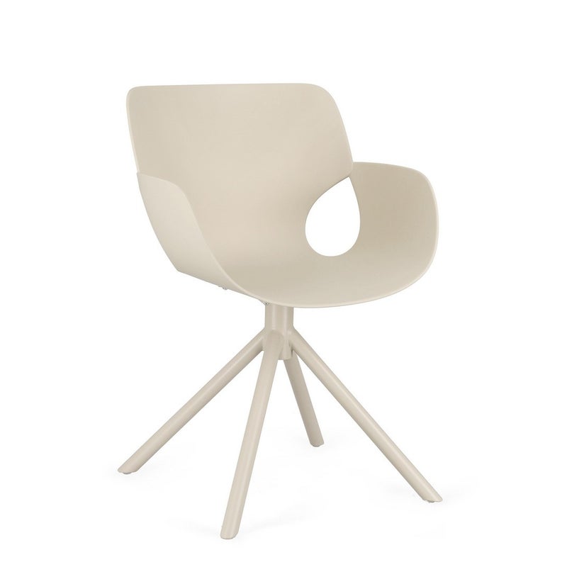 Beżowe krzesło do jadalni ze stali i polipropylenu