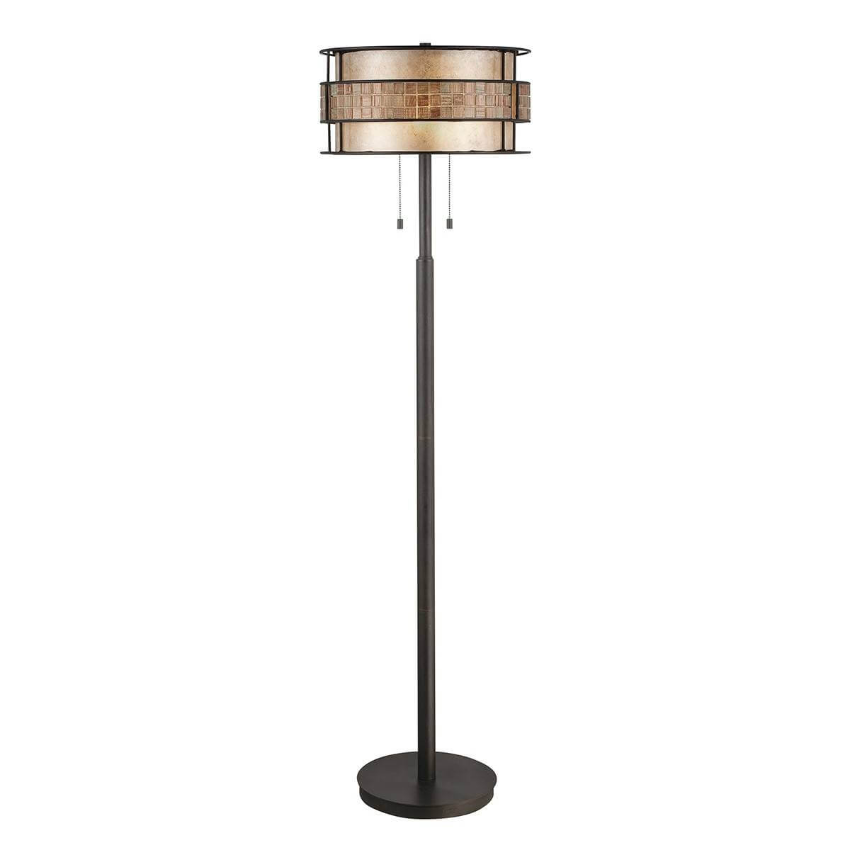 Lampă de podea, cupru, oțel, sticlă y material textil, 2xE27, Înălțime 152.40 cm, Ø 40.60 cm, Laguna, Elstead