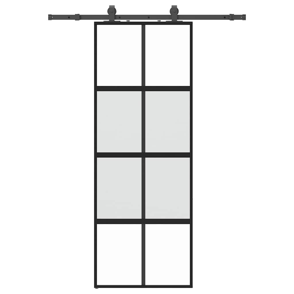 Puerta corredera con herrajes negro 76x205 cm vidrio templado vidaXL - 2