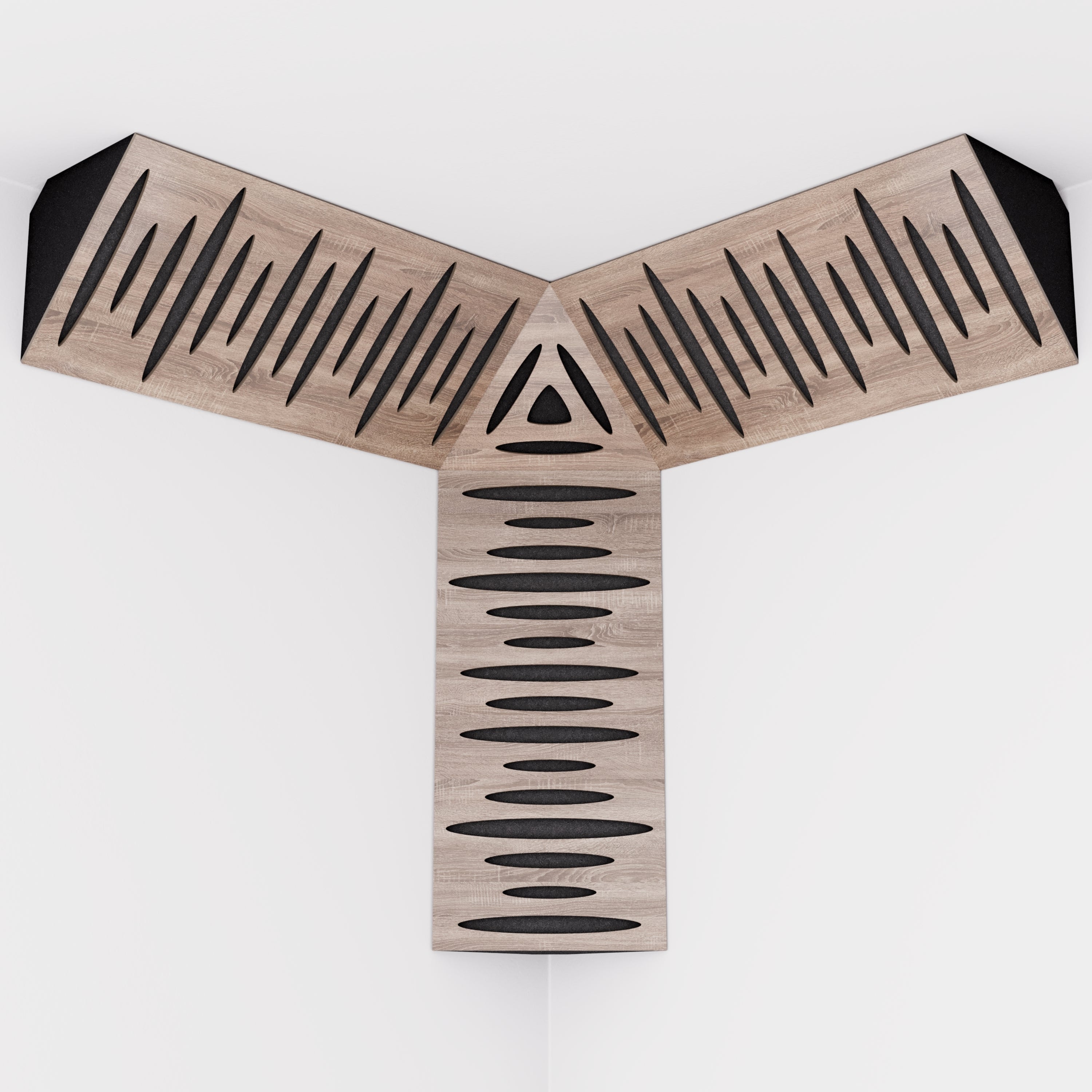 Lot de 2 Pièges à basses d'angle cubiques TRICUB PULSE acoustiques insonorisants - MDF perforé laminé et mousse acoustique - Sonoma - 4
