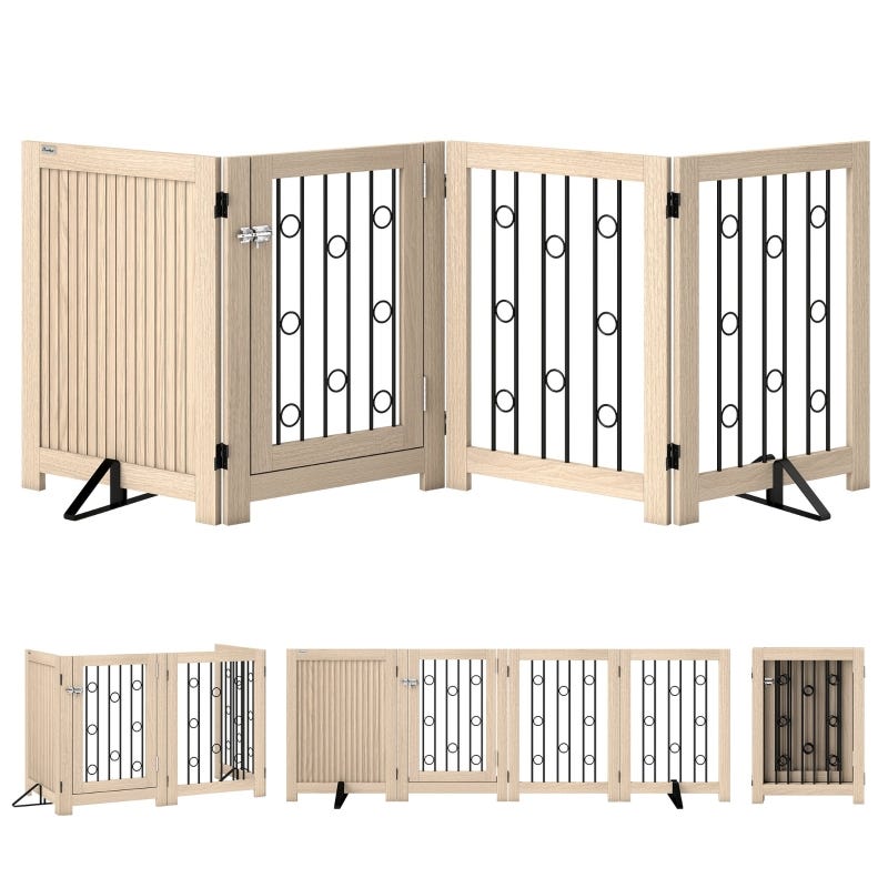 Portail chien autoportant, 4 panneaux, MDF/acier, porte. | Leroy Merlin