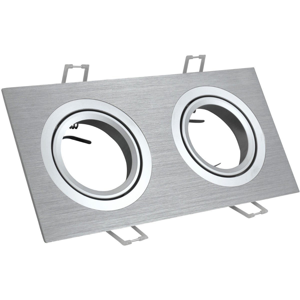 Oprawa sufitowa wpuszczana podtynkowa South srebrny szczotkowany 2xGU10x8W prostokątna ruchoma IP20 wym: 2,2 x 9,2 x 18,4 cm aluminium Polux