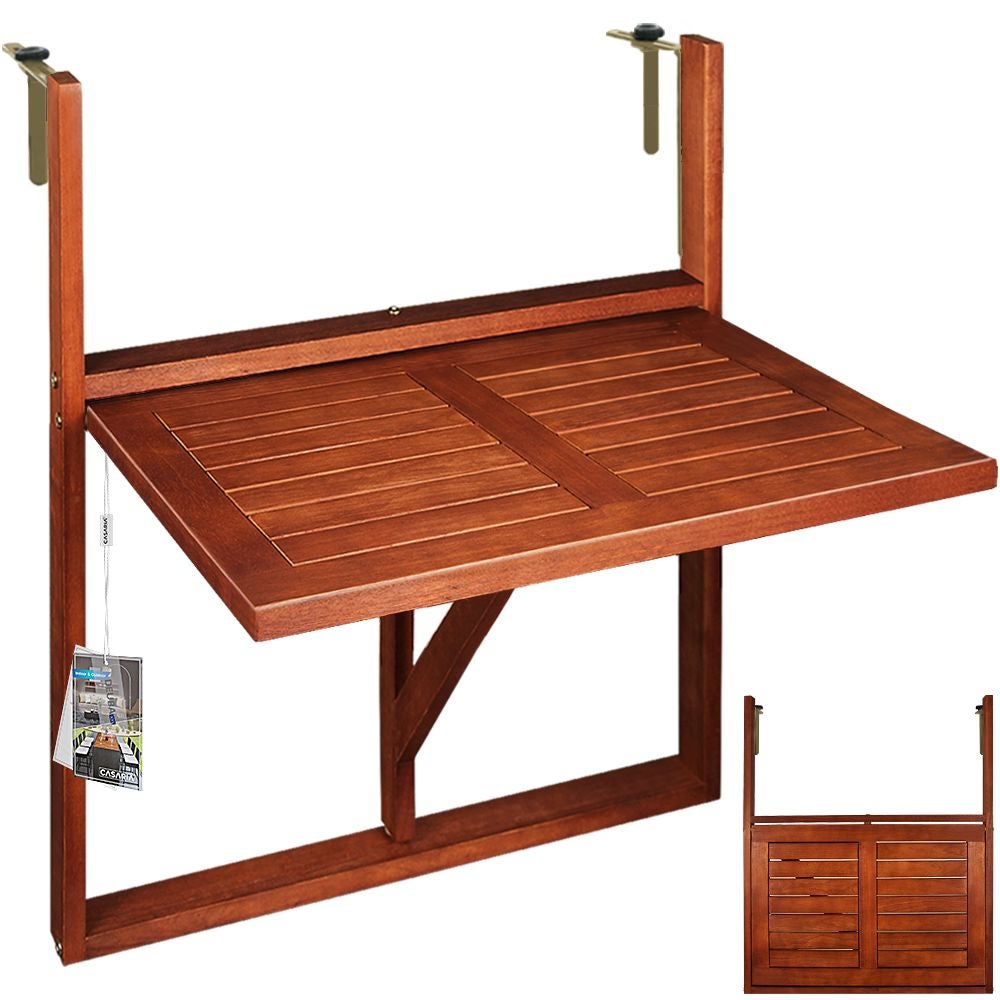 Table de balcon suspendue Bois d'acacia 65x45x87cm certifié FSC - 3