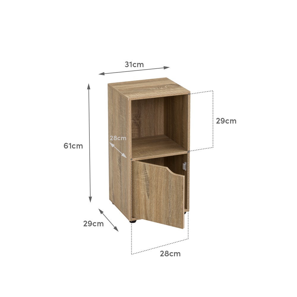 Set de 2 mesitas de noche con 1 puerta de madera DM de 30x29x61 cm - 5