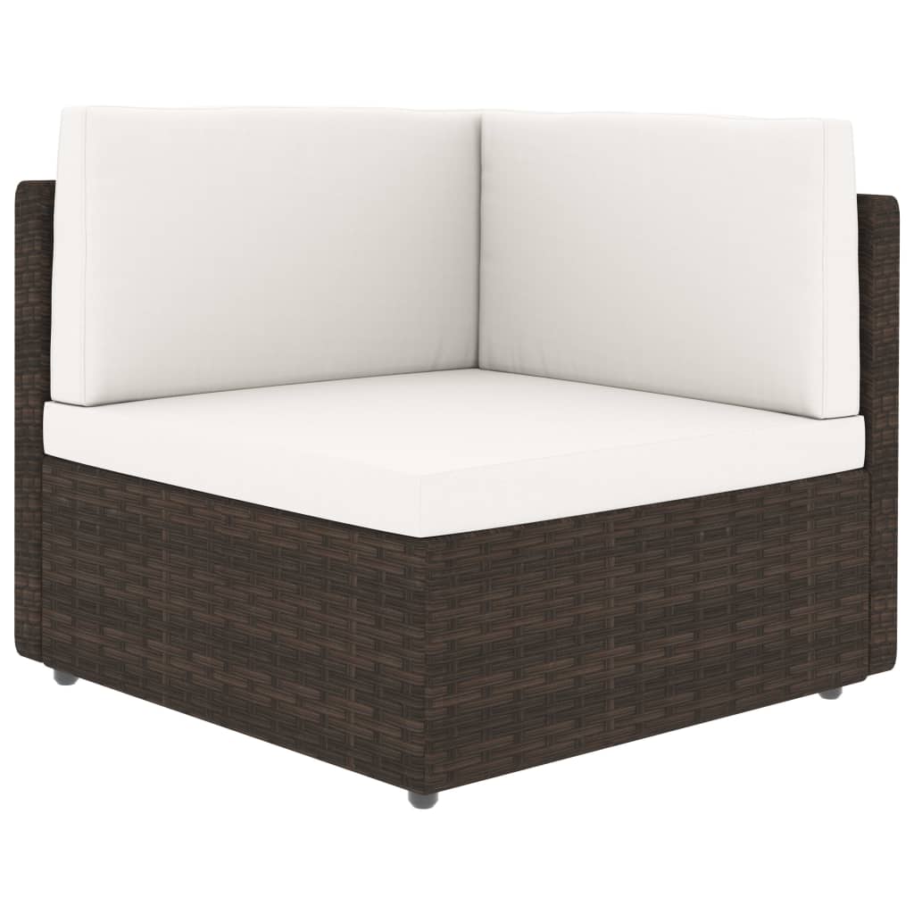 Maison Exclusive - Set Divani da Giardino 5 pz con Cuscini in Polyrattan Marrone - 2