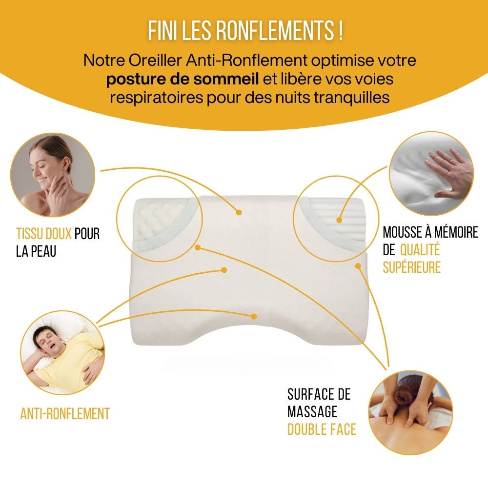 Oreiller Anti-Ronflement - Double Surface de Massage – 57x36x11 - INPHYSIO - 3
