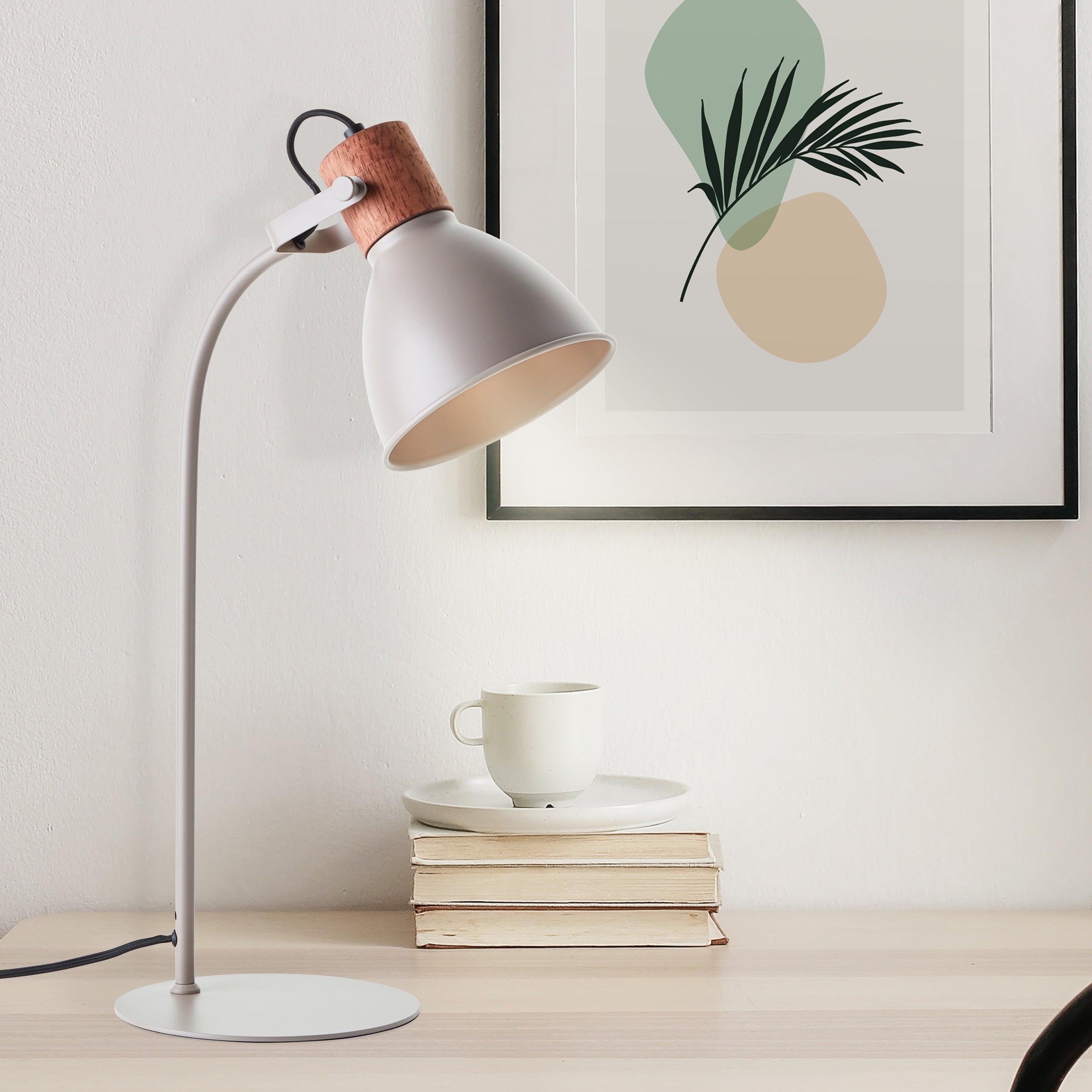 Brilliant Erena lampa stołowa 52cm taupe metal/drewno włącznik sznurkowy 1x A60, E27, 40 W, pasuje do zwykłej żarówki (brak w zestawie) - 7