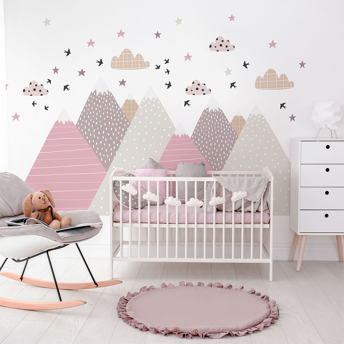 Vinilo niño escandinavo de montaña jenika - adhesivo de pared - revestimiento sticker mural decorativo - 90x135cm