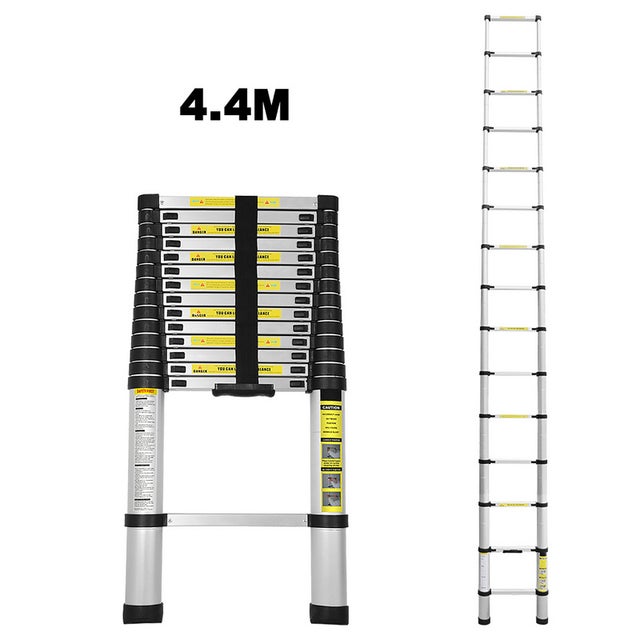 Scala telescopica scala allungabile fino a 150 kg Stabile scaletta in alluminio 4,4 m
