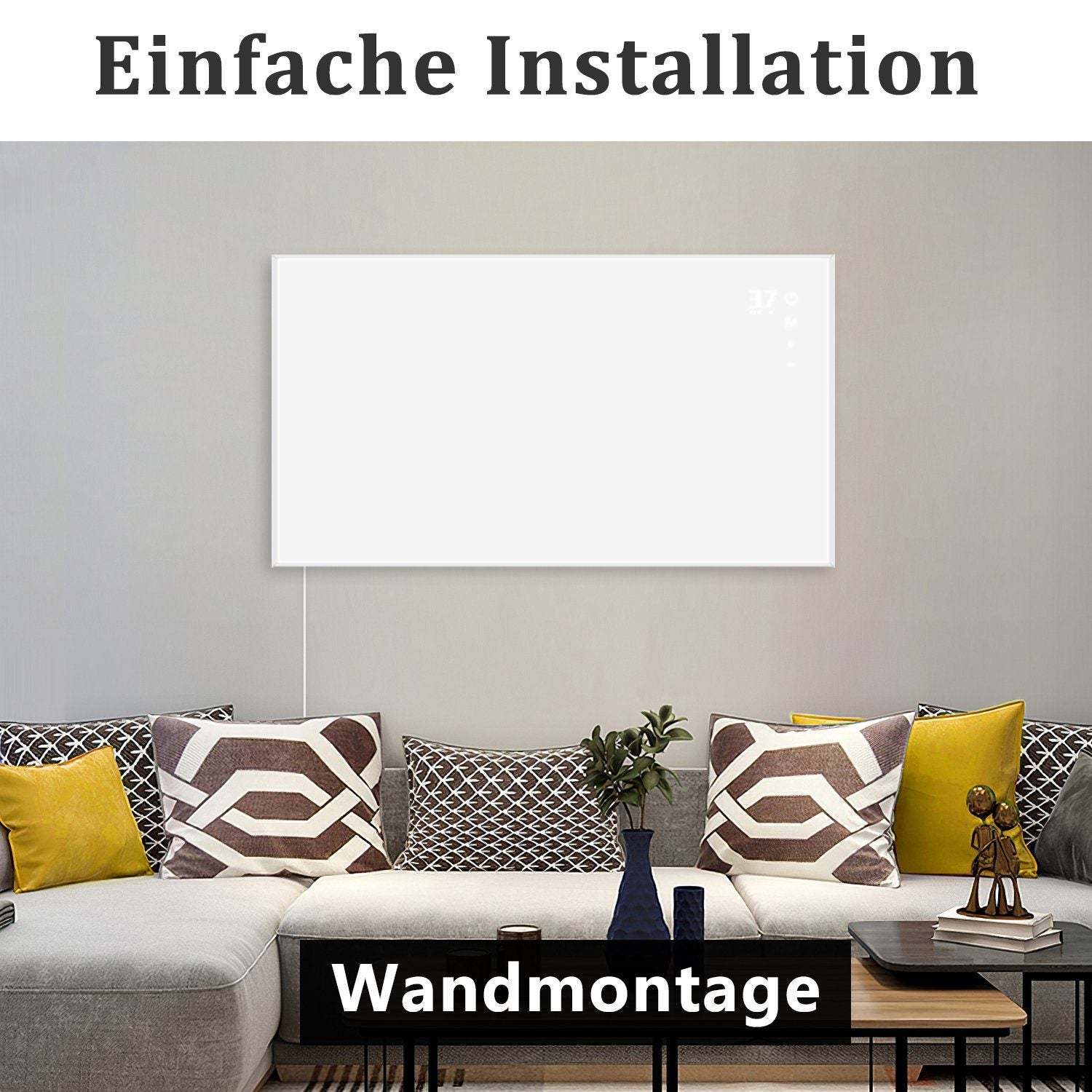Pannello Riscaldante A Infrarossi 450W A Parete – Termostato Integrato, Telecomando E APP Tuya, Riscalda Fino A 15 M² - 2