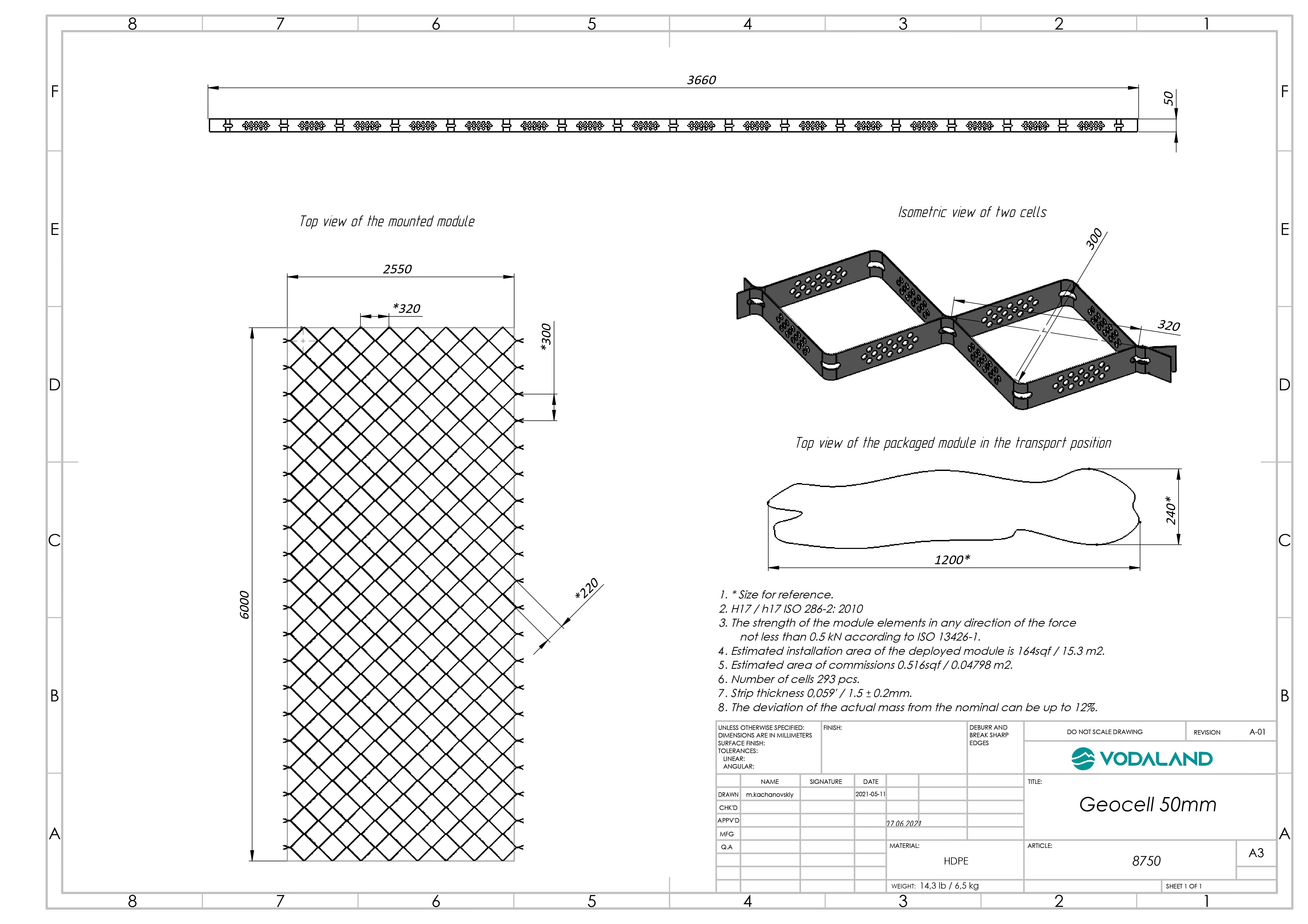 Geocelda estabilizadora de suelo 518x274x5 cm - 15 m² - 9