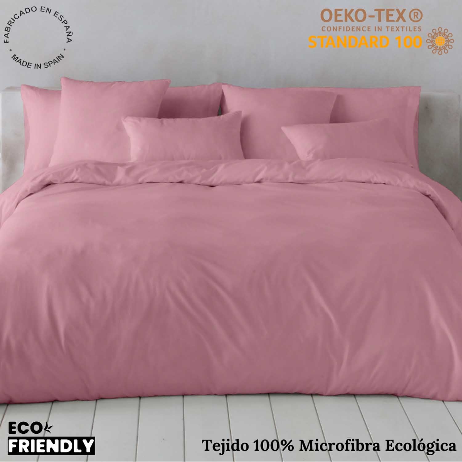 ICEHOME - Capa de edredão lisa de 2 peças Cama 90 - Poliéster de microfibra - Inclui 1 fronha - Fabricado em Espanha - PINK VELHO - 2