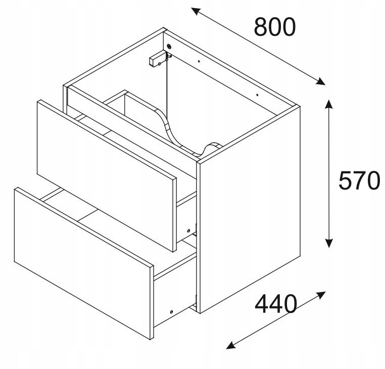 Szafka łazienkowa LUXOR 80 cm beżowa dąb olejowany front 3D MDF z szufladami - 2