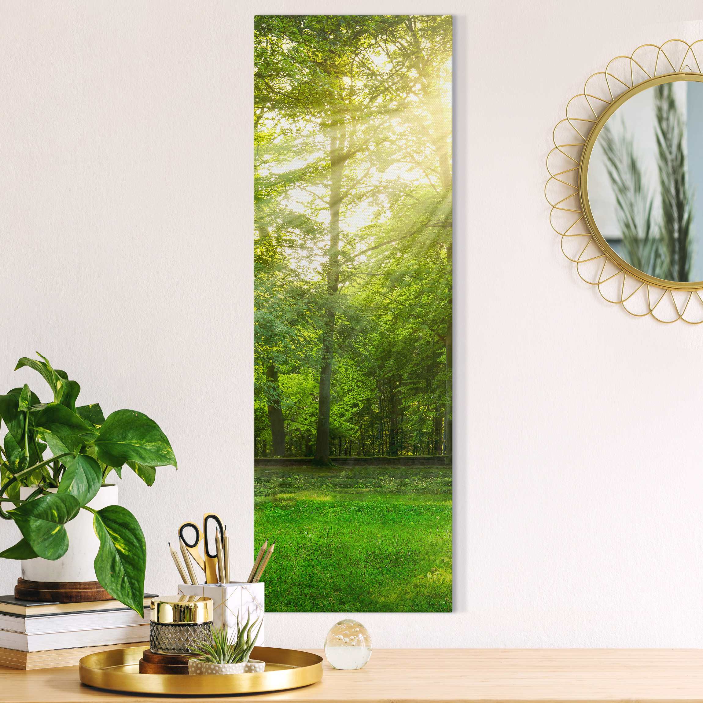 Lienzo cuadro en lienzo bastidor impresion en lienzo verde árboles panorama bosque fotografía 59 cocina dormitorio salón pasillo 30 x 90 cm