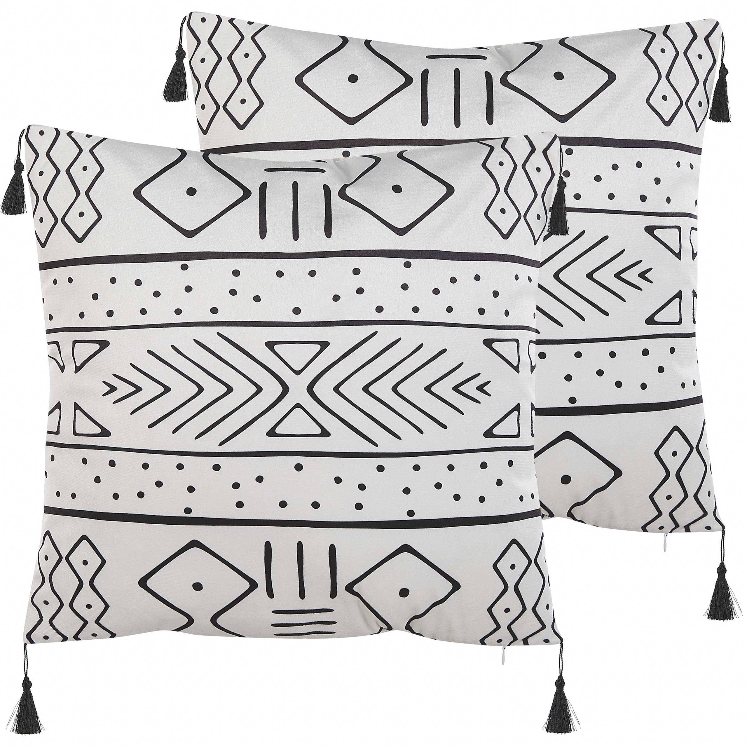 Set de 2 perne decorative SCHEFFLERA Catifea 45 x 45 cm Alb Imprimeu geometric 2buc