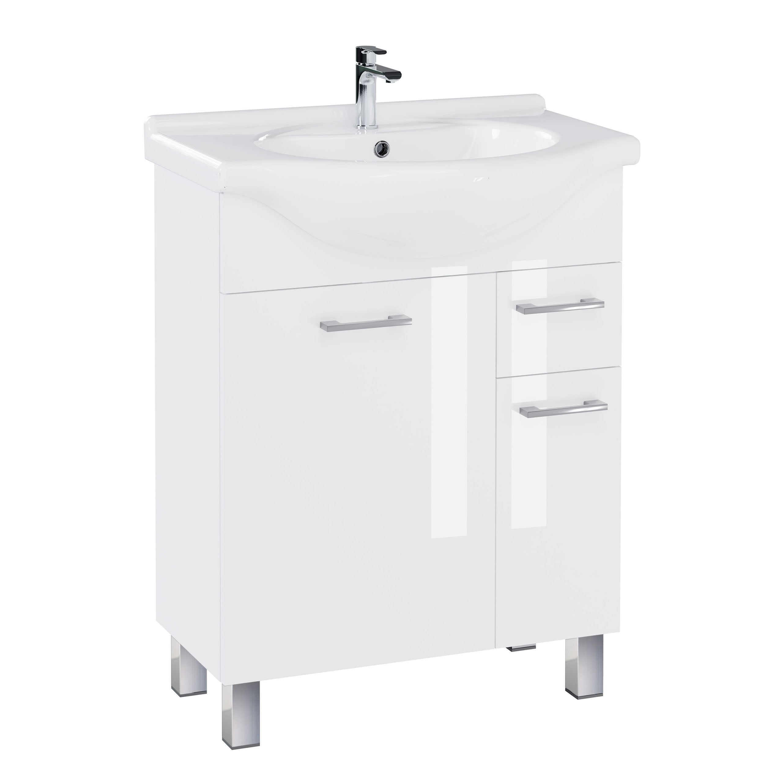 Zestaw 65 cm szafka biała z umywalką ceramiczną