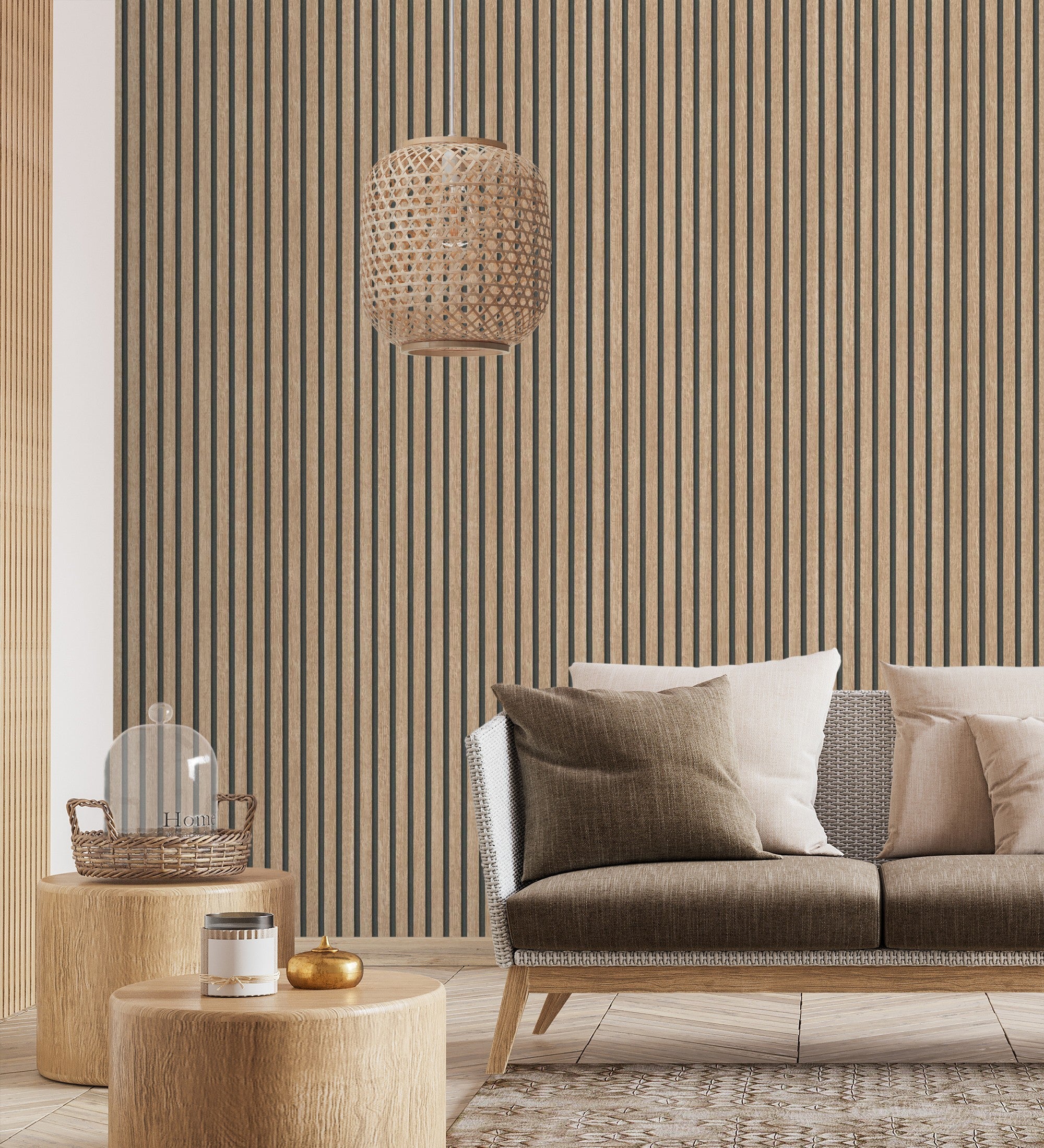 Papier peint lattes de bois naturel imitation design de persienne - Lance Wood Line 682662 de GAULAN - Rouleaux de 10 m x 0,53 m - 5