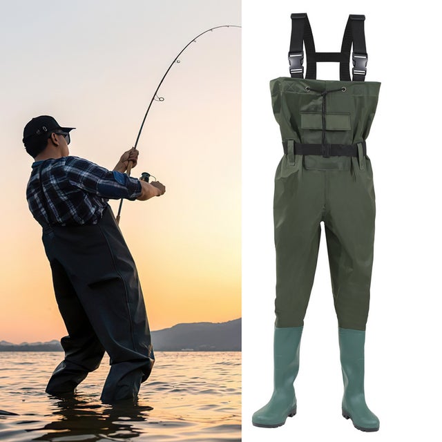 Waders avec crochet Nylon Pantalon de pêche Denier Nylon Pantalon de bassin avec caoutchouc Bottes de wading Taille 43