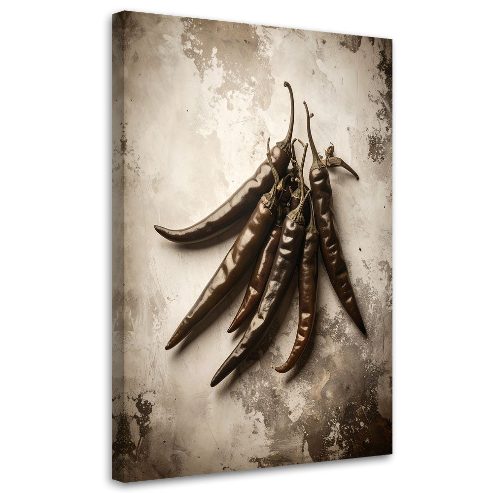 Obraz pionowy do kuchni jadalni restauracji, Papryczki w stylu vintage 80x120