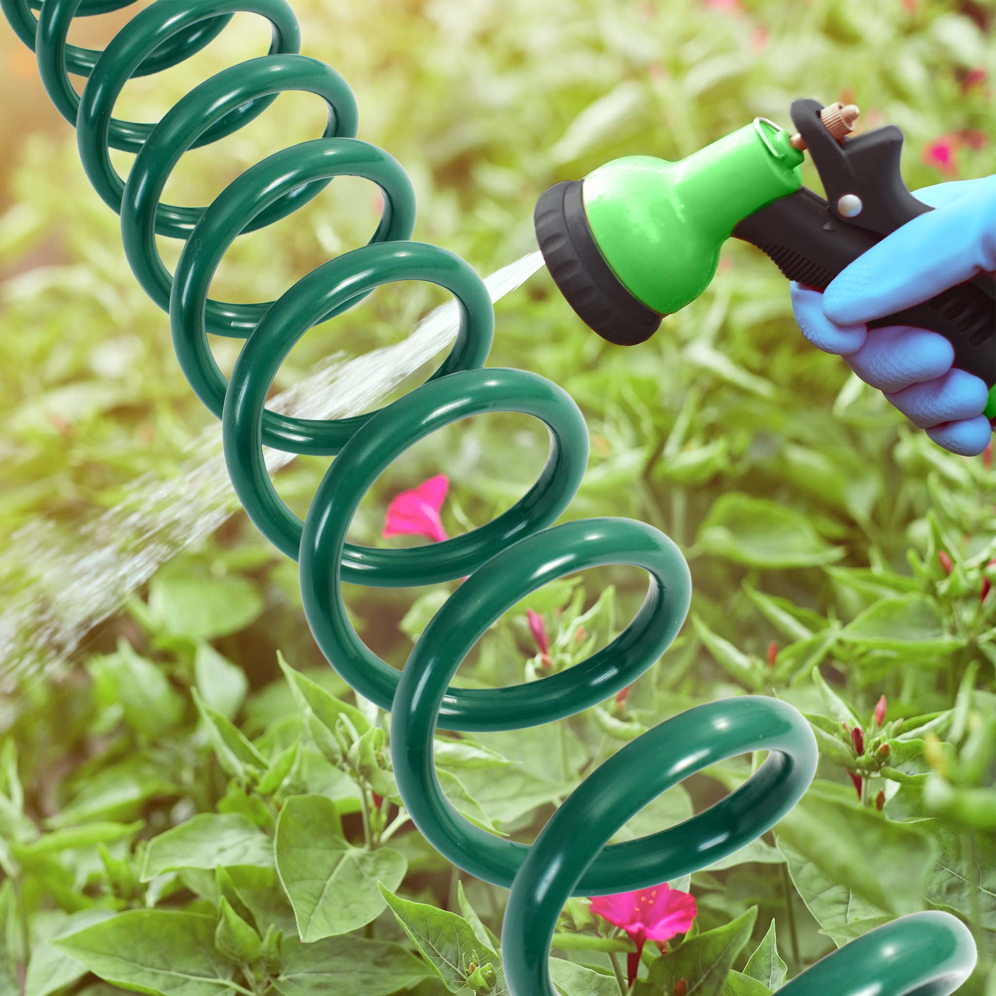 Tubo 'acqua da Giardino a Spirale 15M49.2ft EVA 7 modalità Tubo a Molla Telescopico da Giardino per Annaffiare Piante Giardini Prati Accessori Professionali per l'uso