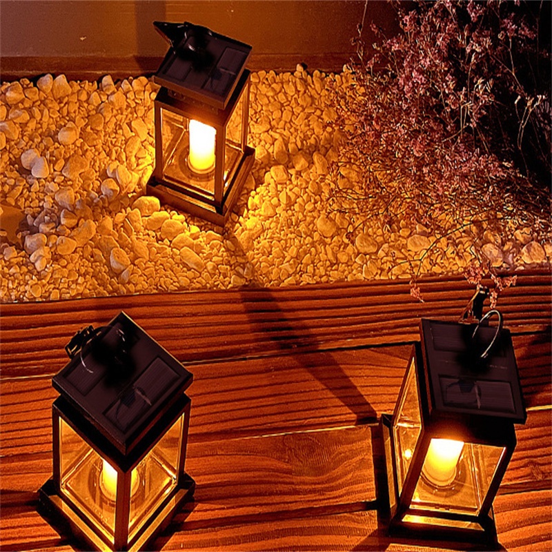 Lampe à bougie solaire vintage avec système de contrôle de lumière solaire, boîtier étanche, grande batterie - 9*9*22 cm - 5