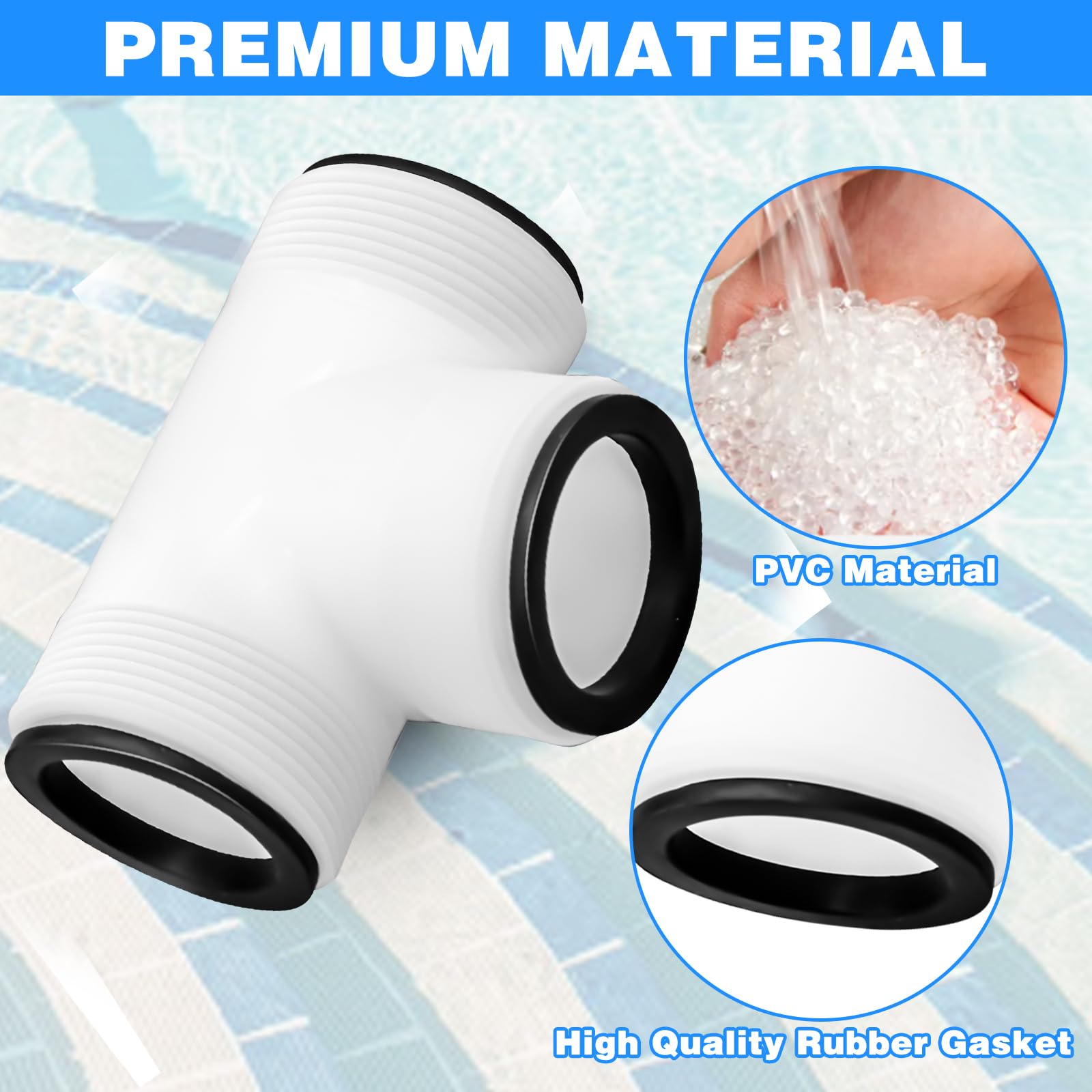 Adaptateur De Tuyau De Piscine 1,5 Pouces Avec 2 Joints, Accessoires