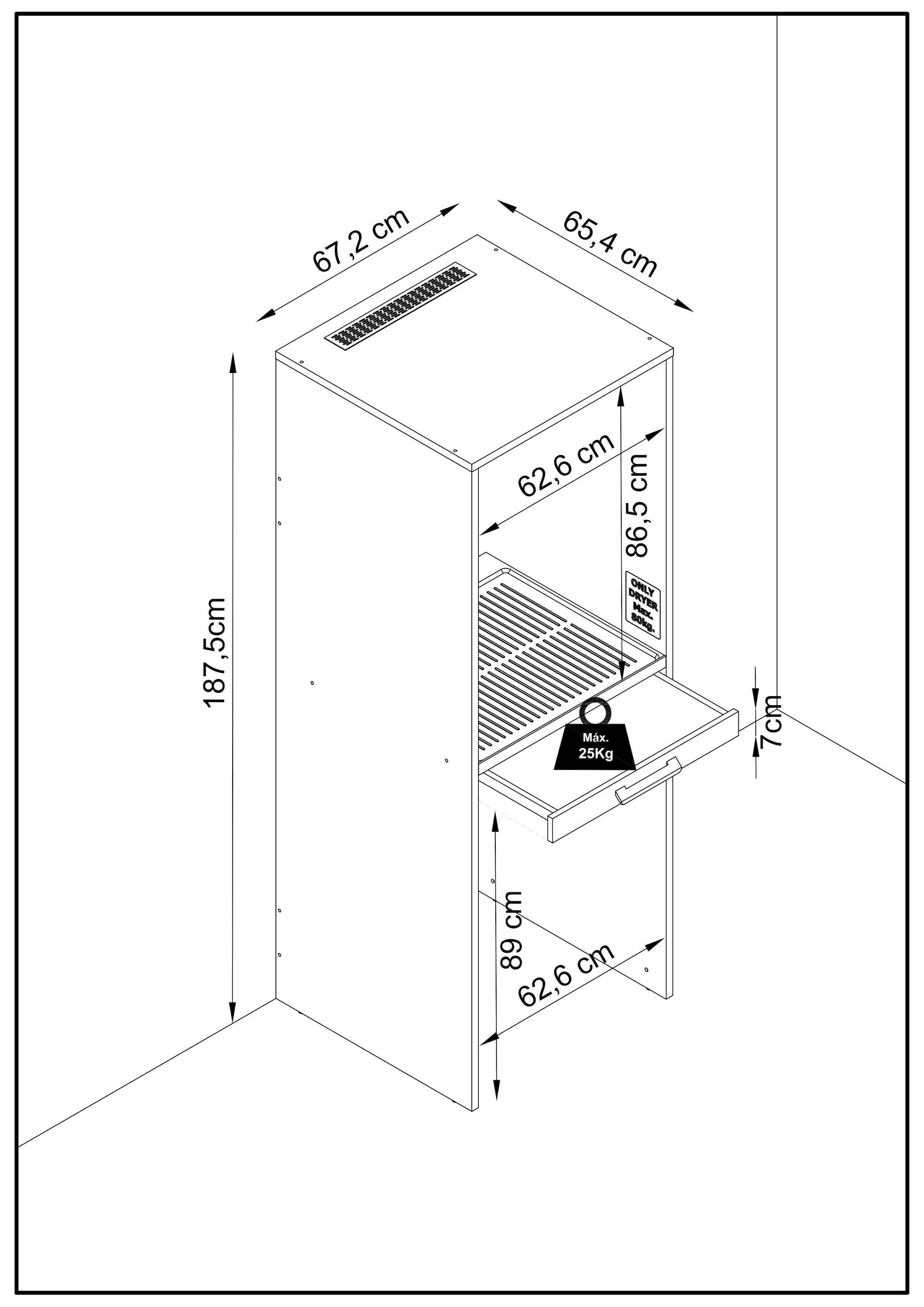 Mueble columna para lavadora y secadora apilables T-BATH 67,2x187,5cm roble - 4
