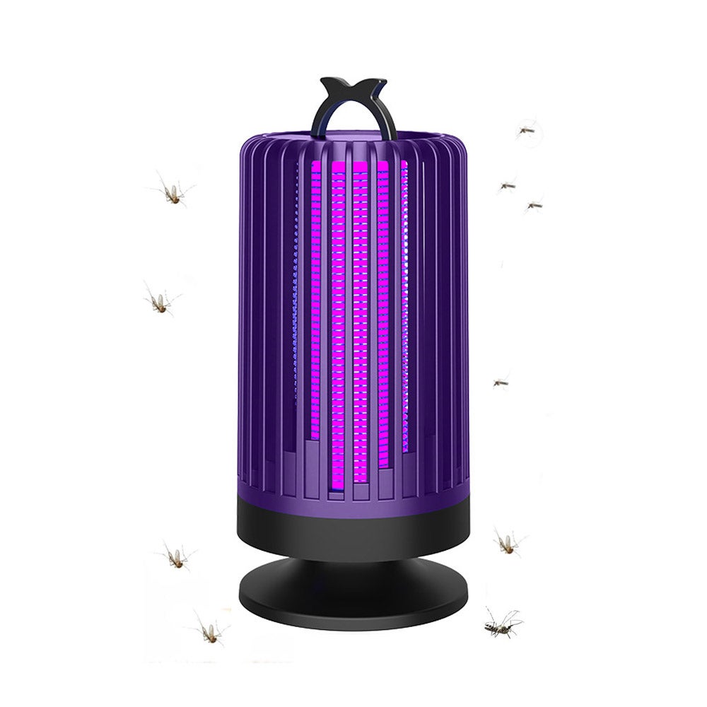 Lampa przeciw komarom LED 2 w 1, elektryczny odstraszacz owadów, do stosowania wewnątrz i na zewnątrz, kolor fioletowy