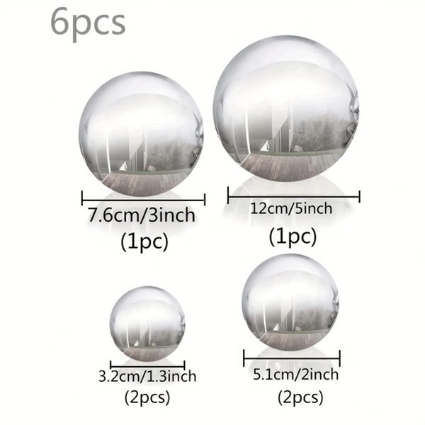 Sfera a specchio da giardino in acciaio inossidabile, sfera decorativa lucidata, emisfero riflettente galleggiante cavo - 2