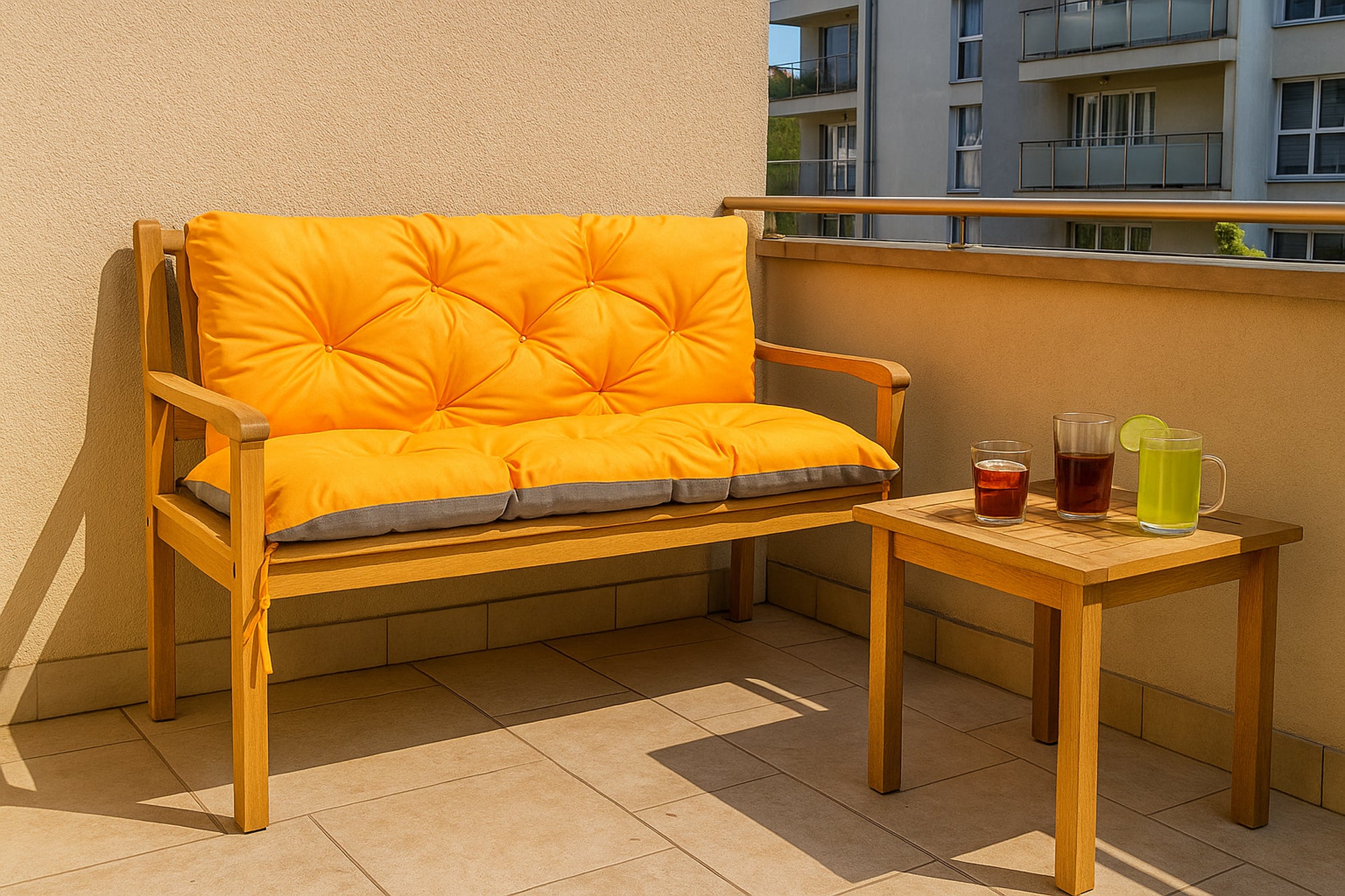 Coussin pour banc de jardin 150x50x40cm, coussin de jardin Orange, coussin de banc de jardin, coussin de balançoire, coussin de banc extérieur - 4