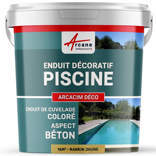 ENDUIT DE CUVELAGE PISCINE FINITION BETON CIRE - ARCACIM DECO - 16 m² Nankin Jaune - ARCANE INDUSTRIES