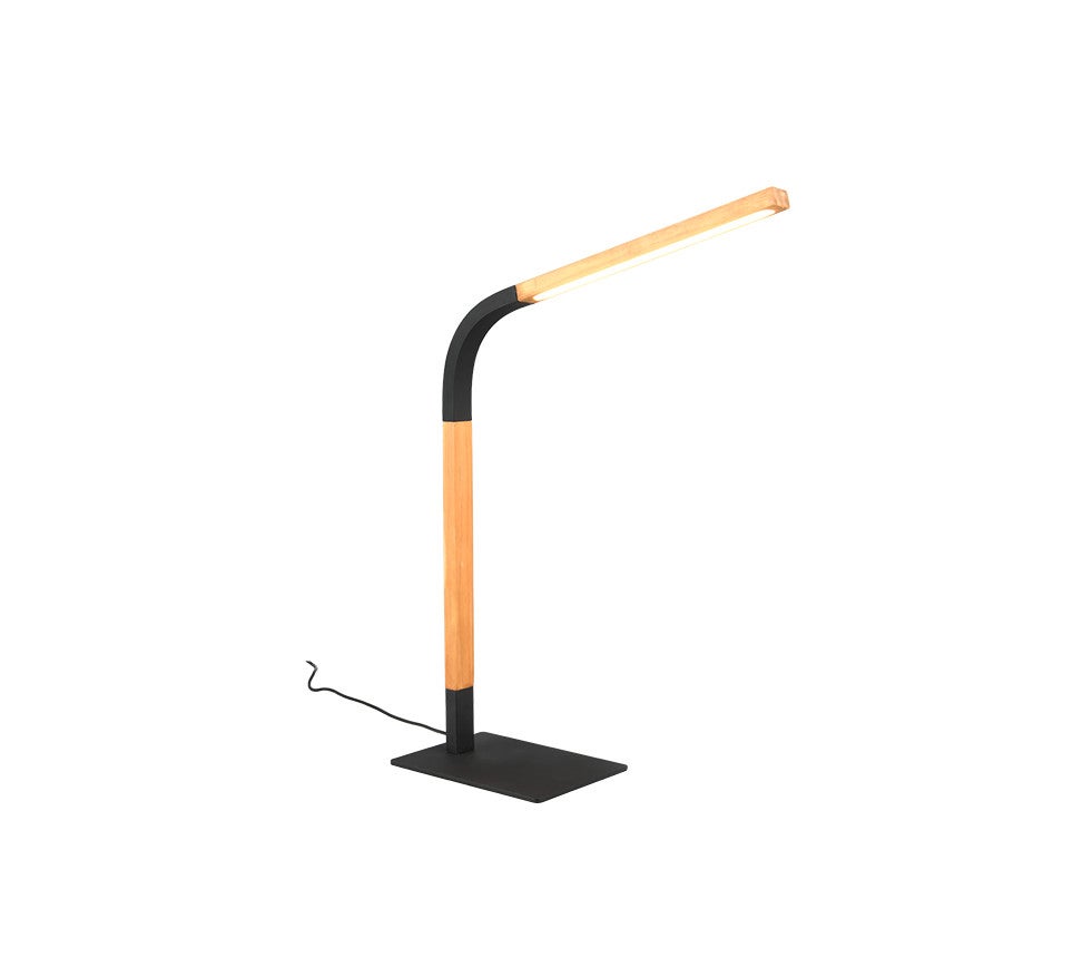 Lampa biurkowa drewniana czarna regulowana wbudowany LED Norris Trio