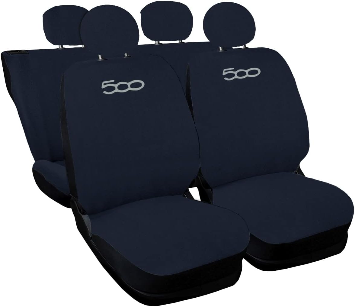 Set Completo Coprisedili Auto Universale 5D - 2 Anteriori + 3 Posteriori, Compatibile Airbag, Grigio Blu - copertina