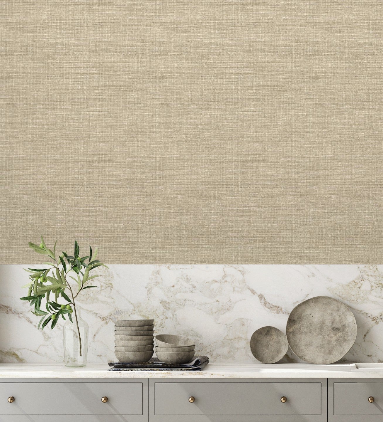 papel de parede vinílico ecológico com efeito de textura de tecido em relevo - Soho Fabric 679734 da GAULAN - Rolo de 10 m x 0,53 m - 9