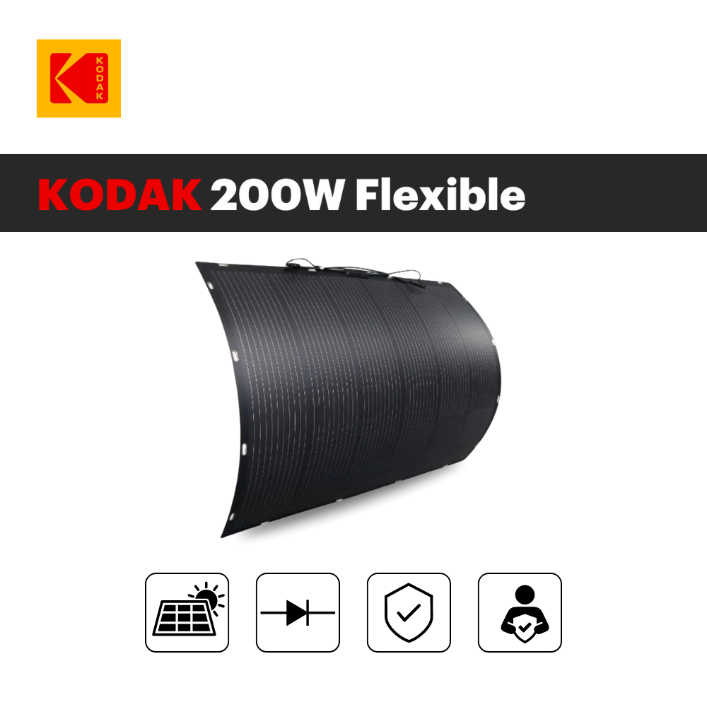 Panneau Solaire Flexible KODAK 200W - Étanche IP68 - Léger et Durable - Adaptable aux Surfaces Courbes - Installation Facile - 2